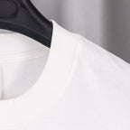 White crewneck T-shirt with ribbed neckline and short sleeves