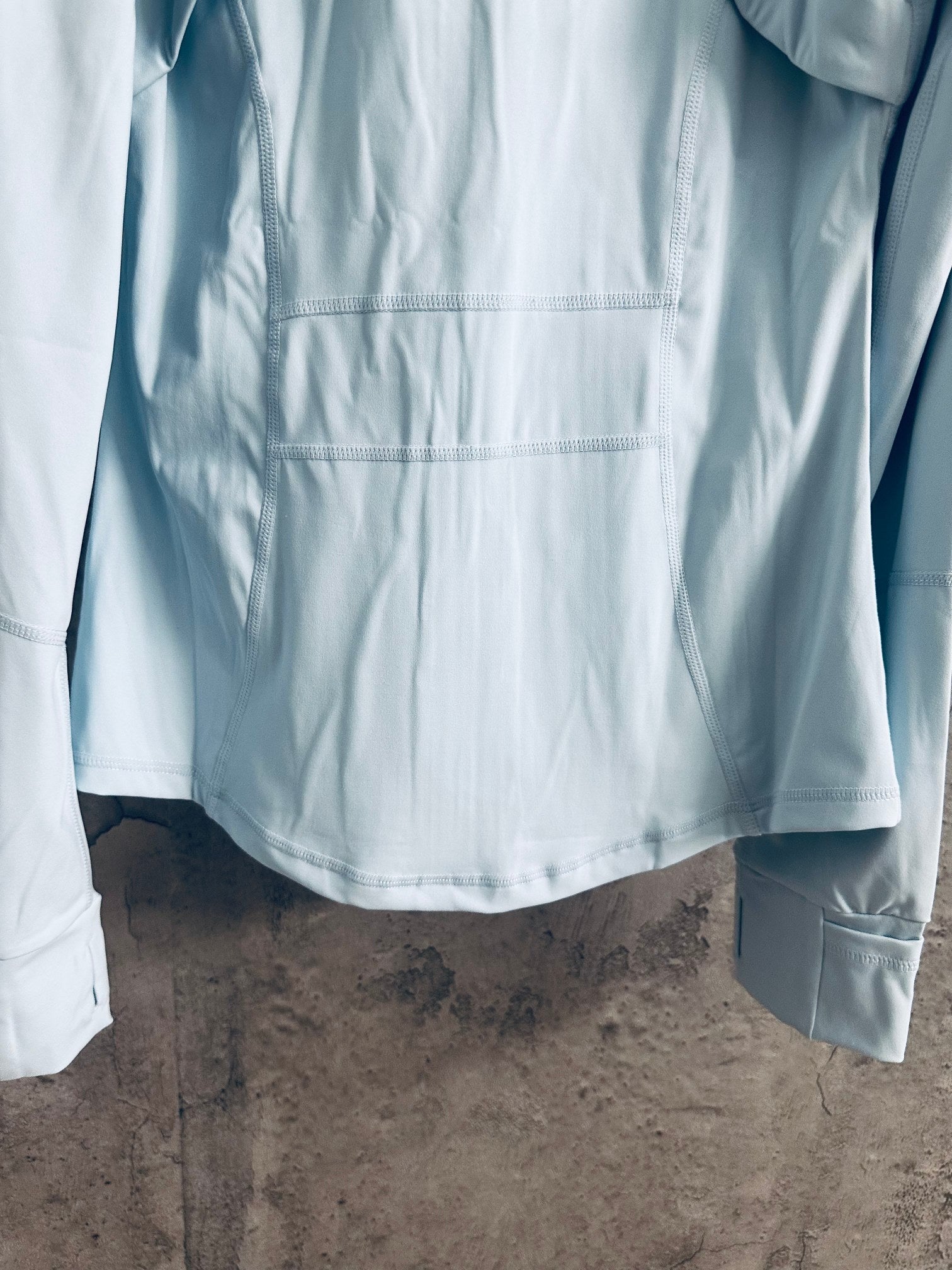 Ralph Lauren light blue zip-up jacket back yoke and horizontal chest seam