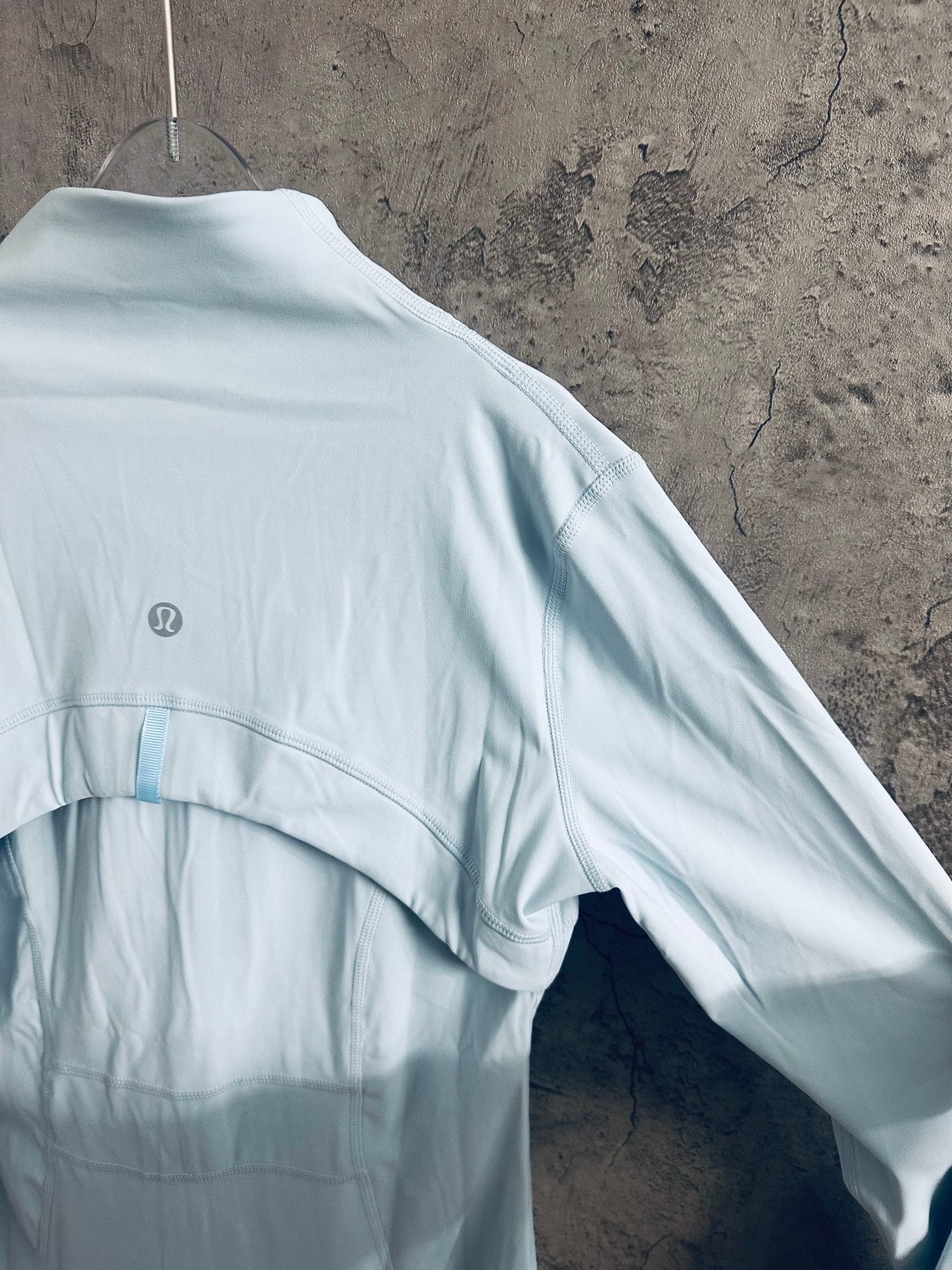 Ralph Lauren light blue zip-up jacket shoulder and back yoke panel