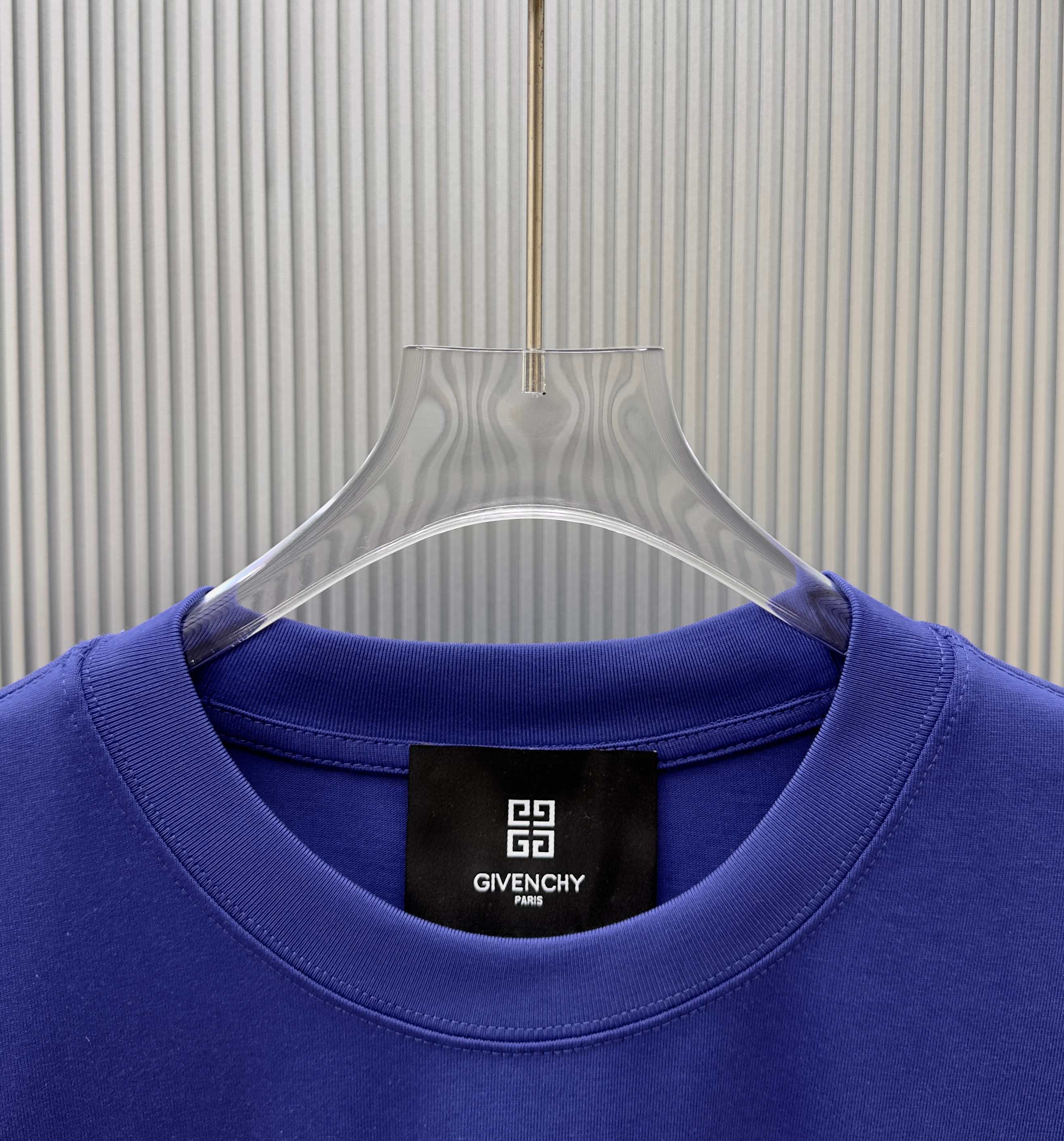 Blue Givenchy crew-neck T-shirt with visible inside label