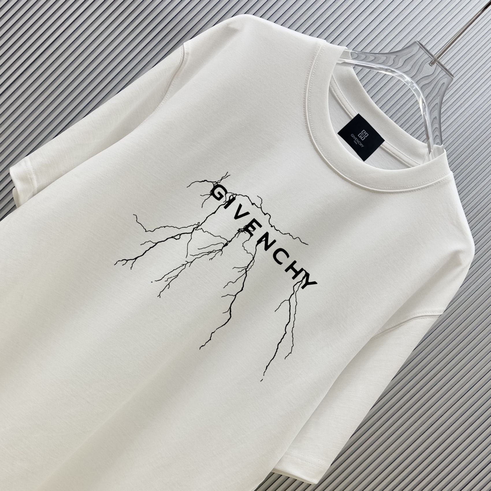 Givenchy T-shirt, white crew neck with black line graphic print