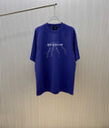 Blue Givenchy graphic T-shirt on hanger with crew neck