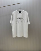 Light gray Givenchy crewneck T-shirt with tree-branch graphic and logo at chest