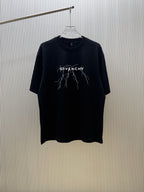Black short-sleeve T-shirt with GIVENCHY graphic print at the chest