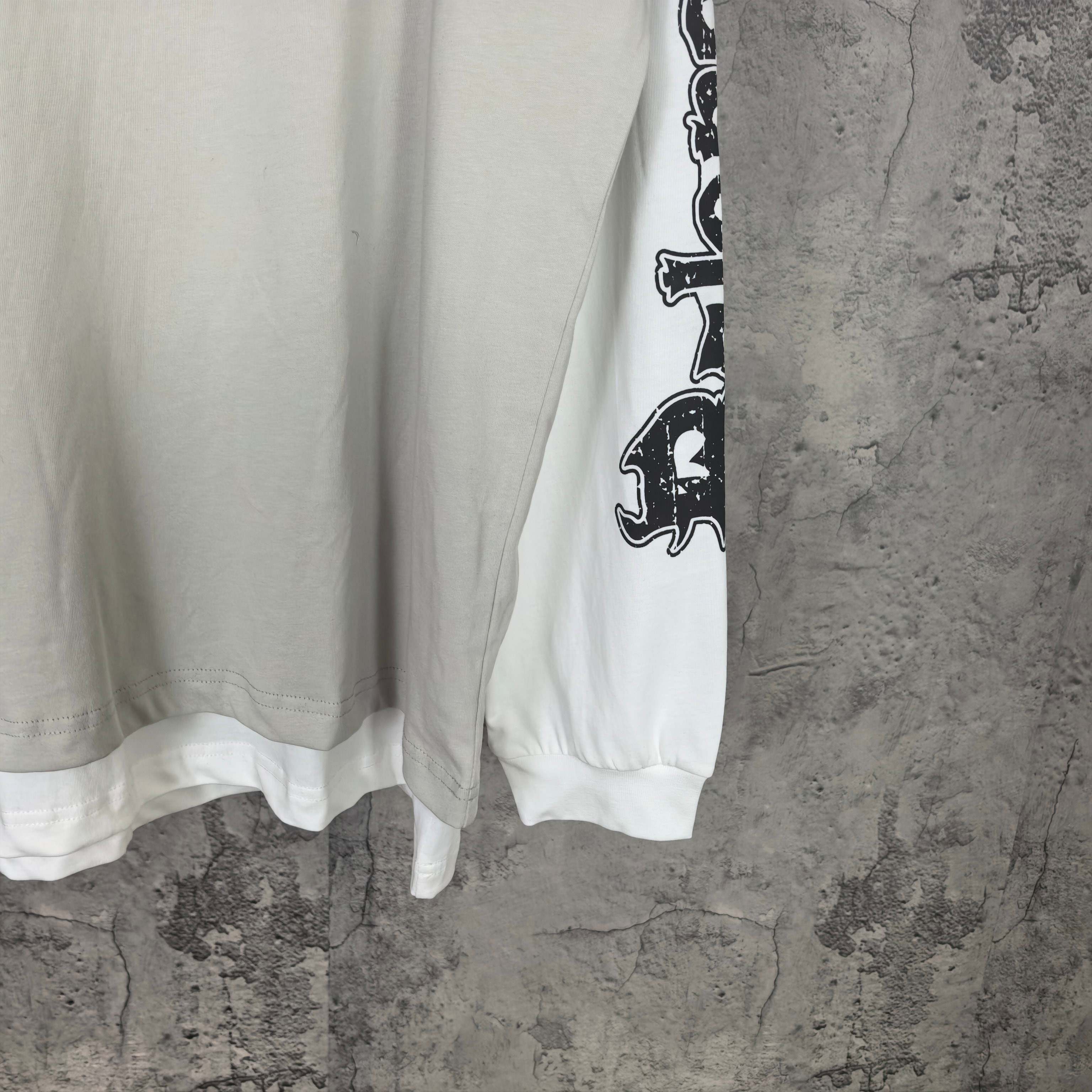 Balenciaga long-sleeve T-shirt, white hem and cuffs with black sleeve logo