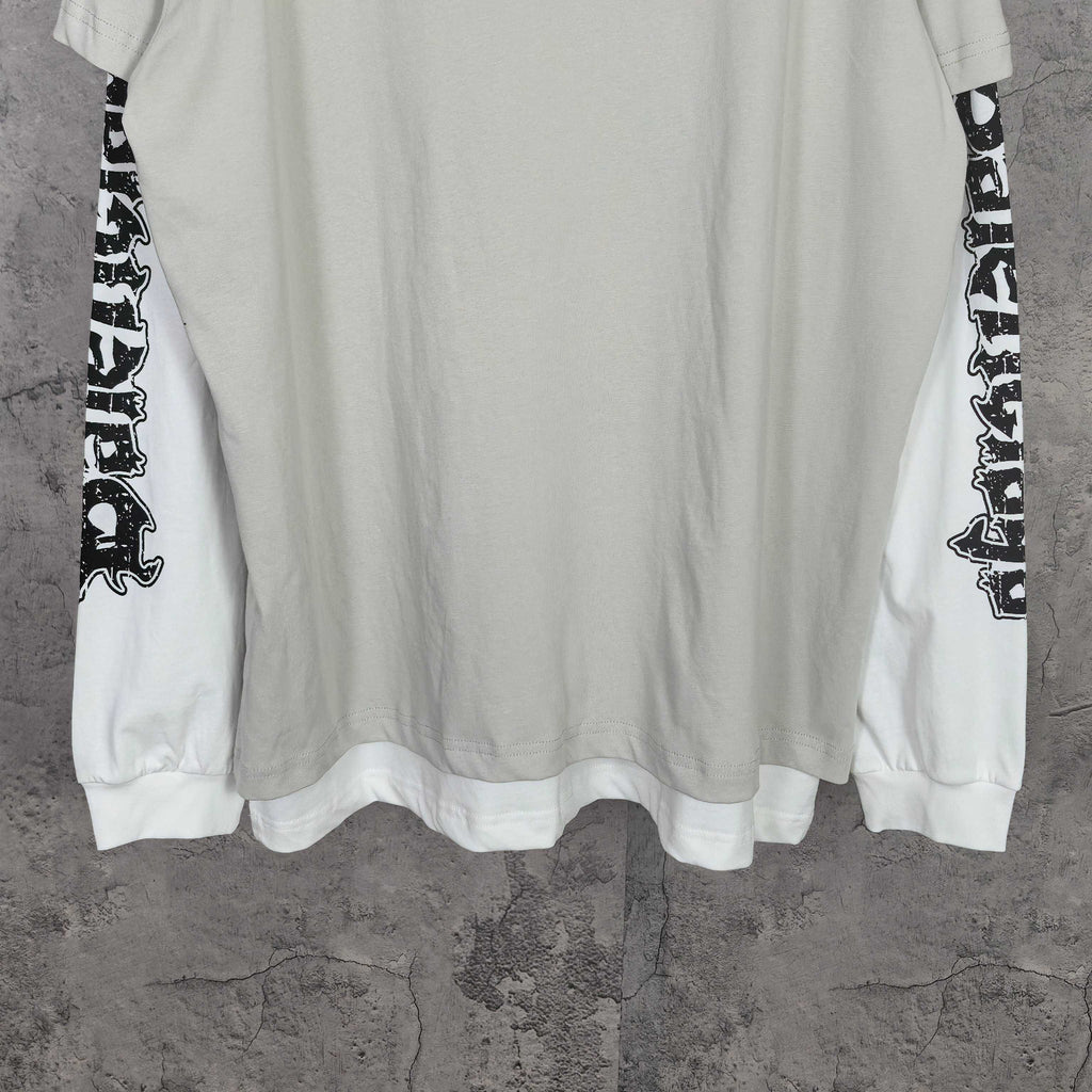Balenciaga long-sleeve T-shirt, white with black graphic sleeve print