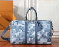 Louis Vuitton checkerboard duffel bag with top handles and zip closure