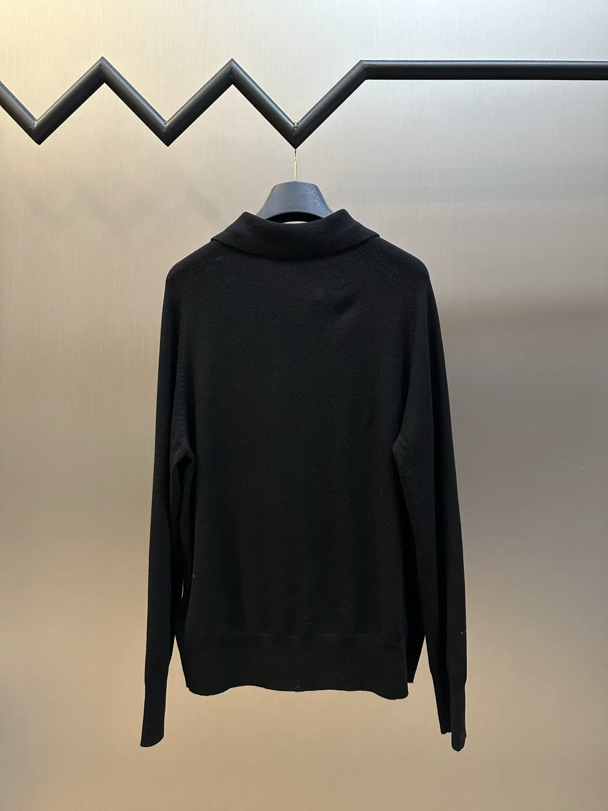 Amiri black knit coat with stand-up collar and long sleeves
