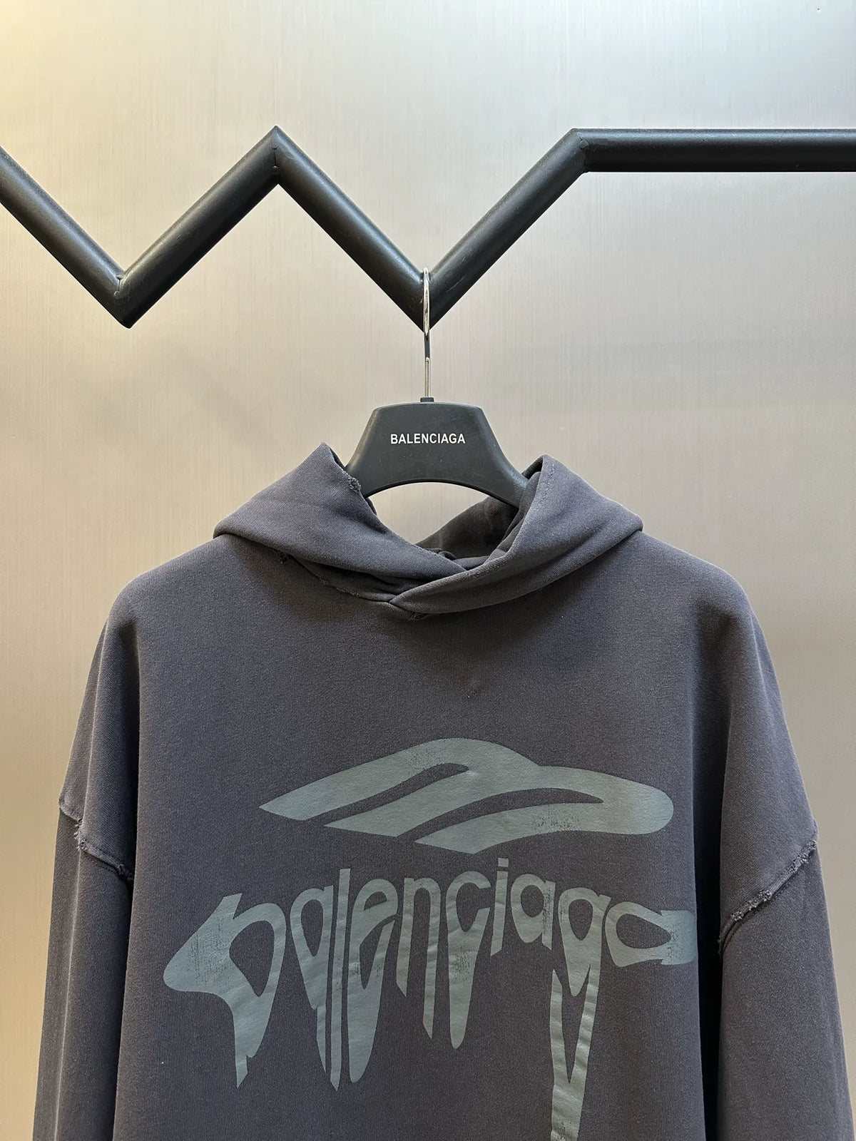 Balenciaga hoodie sweatshirt with oversized chest logo graphic and draped cowl hood