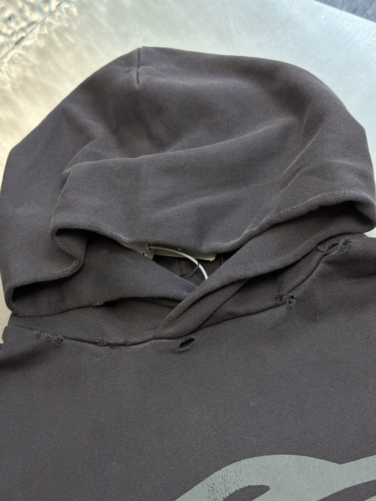 Balenciaga hoodie sweatshirt hood with inner lining and drawstring, dark gray