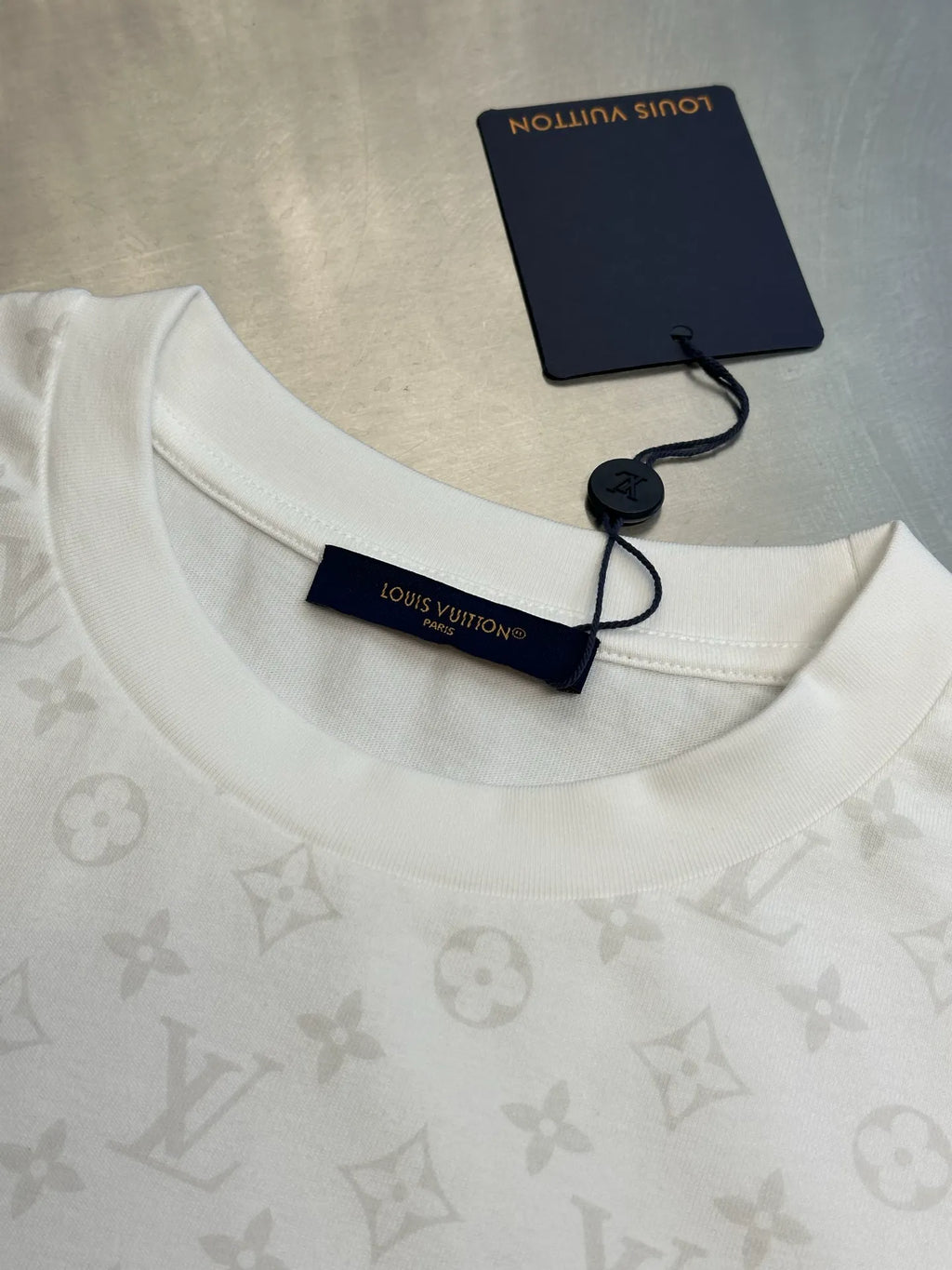 Crew-neck T-shirt with monogram print and Louis Vuitton neck label