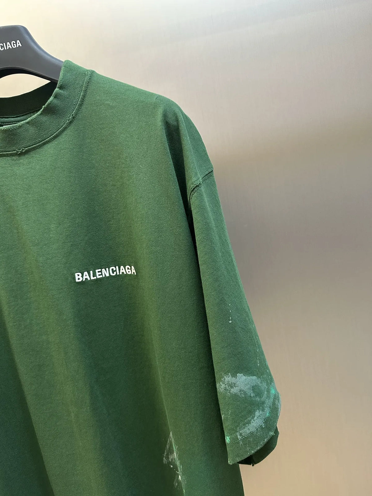 Green Balenciaga T-shirt with short sleeve and chest BALENCIAGA logo