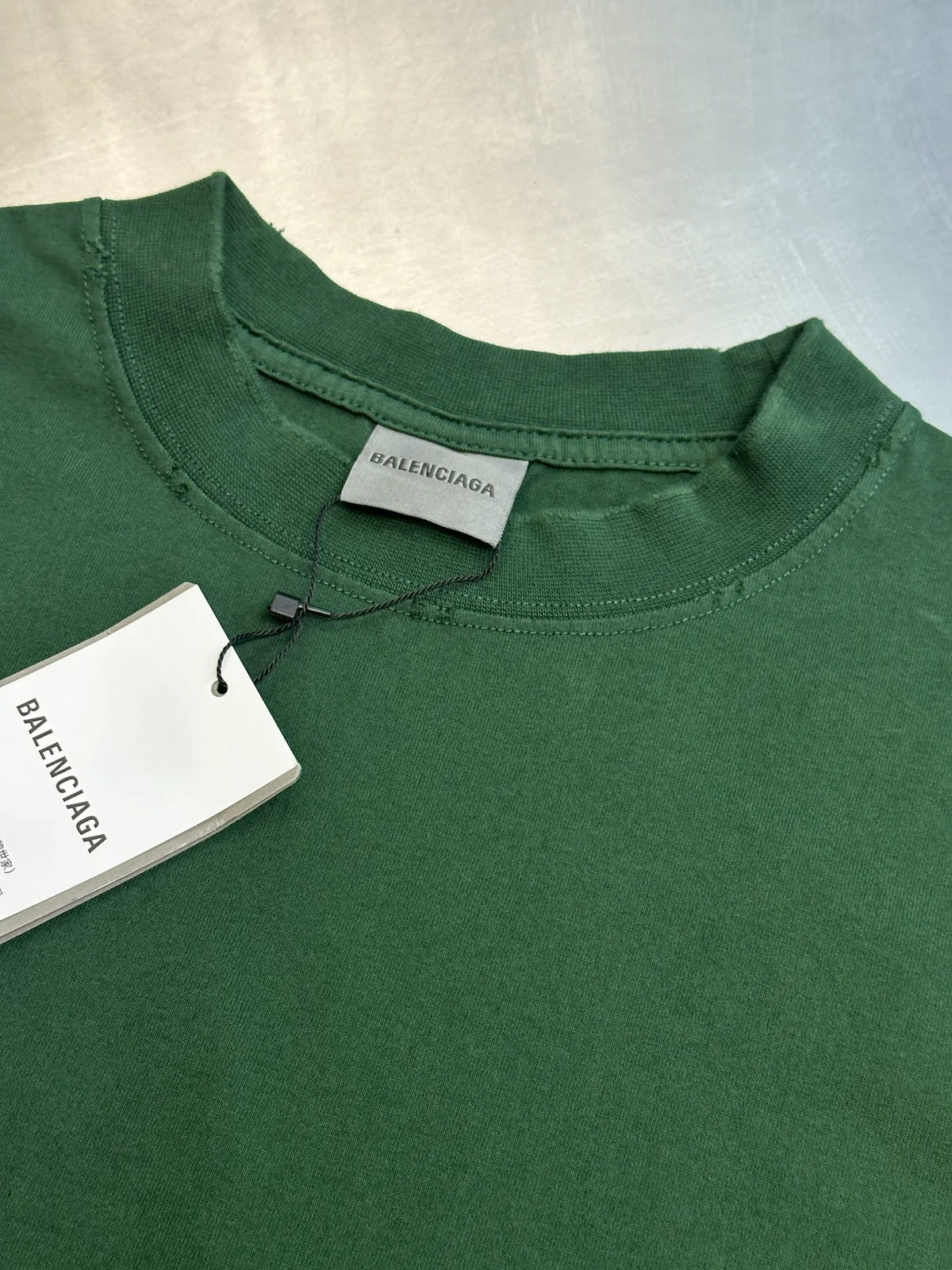 Green Balenciaga T-shirt with crew neck and interior brand tag