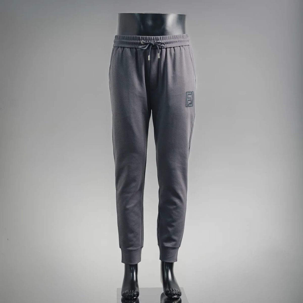 Fendi Roma jogger pants in dark gray with elastic waist and drawstring