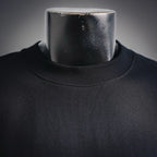 Black long-sleeve turtleneck neckline on a mannequin; plain front