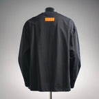 Louis Vuitton long-sleeve mock neck shirt, black, back view with brand label