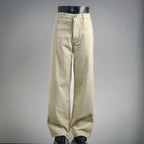 LV pants in light beige canvas, button fly and belt loops