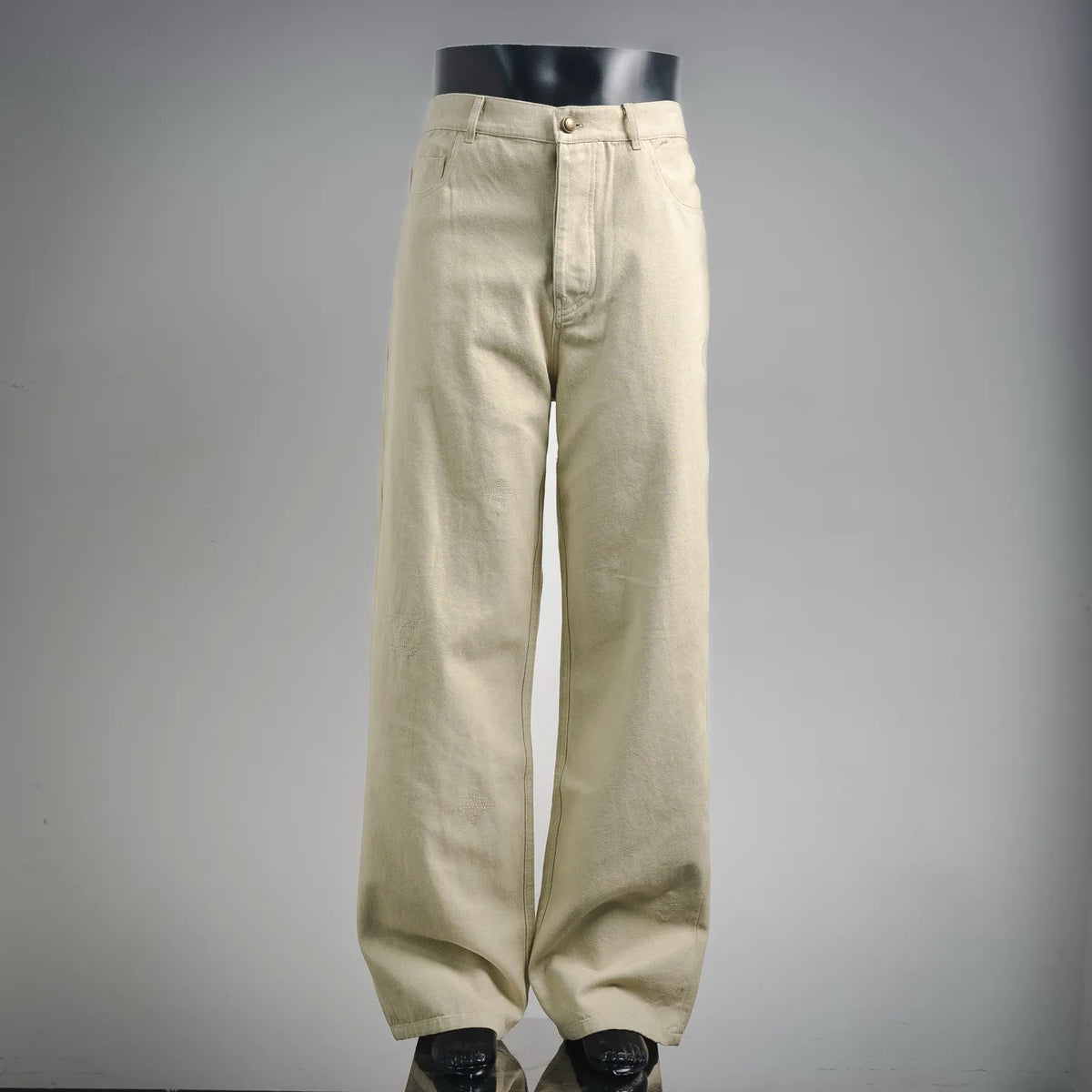 LV pants in light beige canvas, button fly and belt loops
