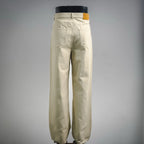 Light beige pants with back waistband seam and belt loops