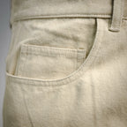 Light beige pants inner pocket and side seam stitching