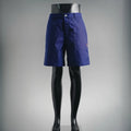 Blue Louis Vuitton shorts-style pants on mannequin, button closure and belt loops