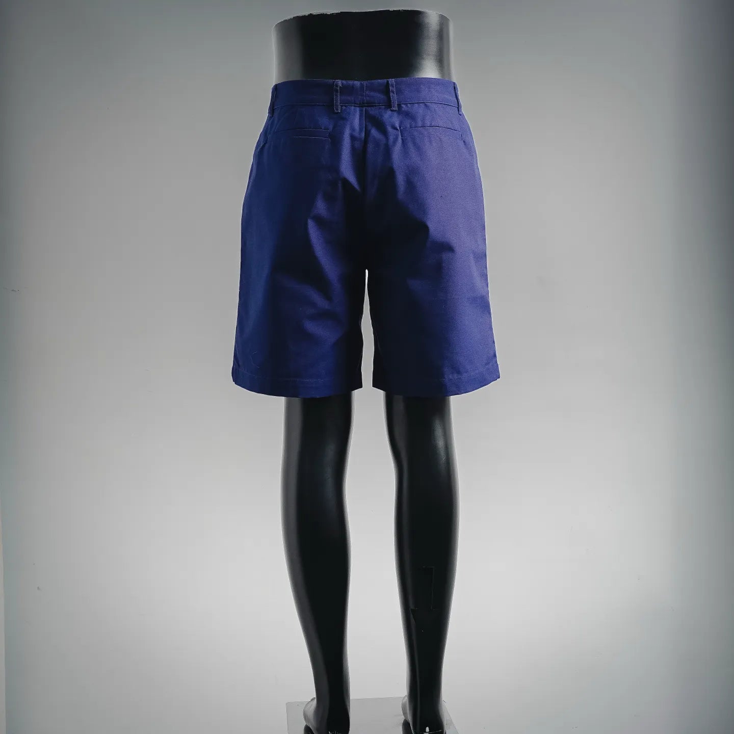 Blue Louis Vuitton shorts-style pants from back view on mannequin