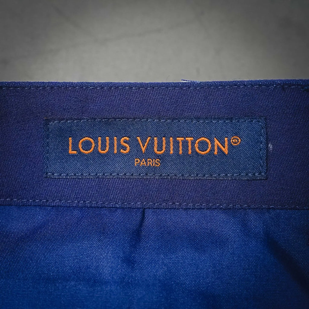 Blue Louis Vuitton Paris label on waistband interior