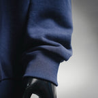 Navy hoodie sleeve with ribbed cuff detail