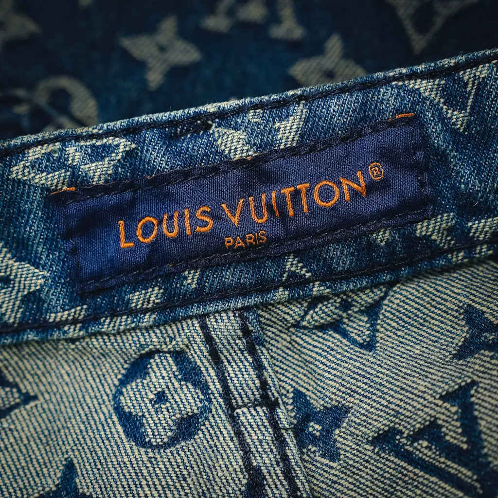Louis Vuitton denim shorts interior waistband label