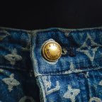 Louis Vuitton denim shorts button with round logo detail