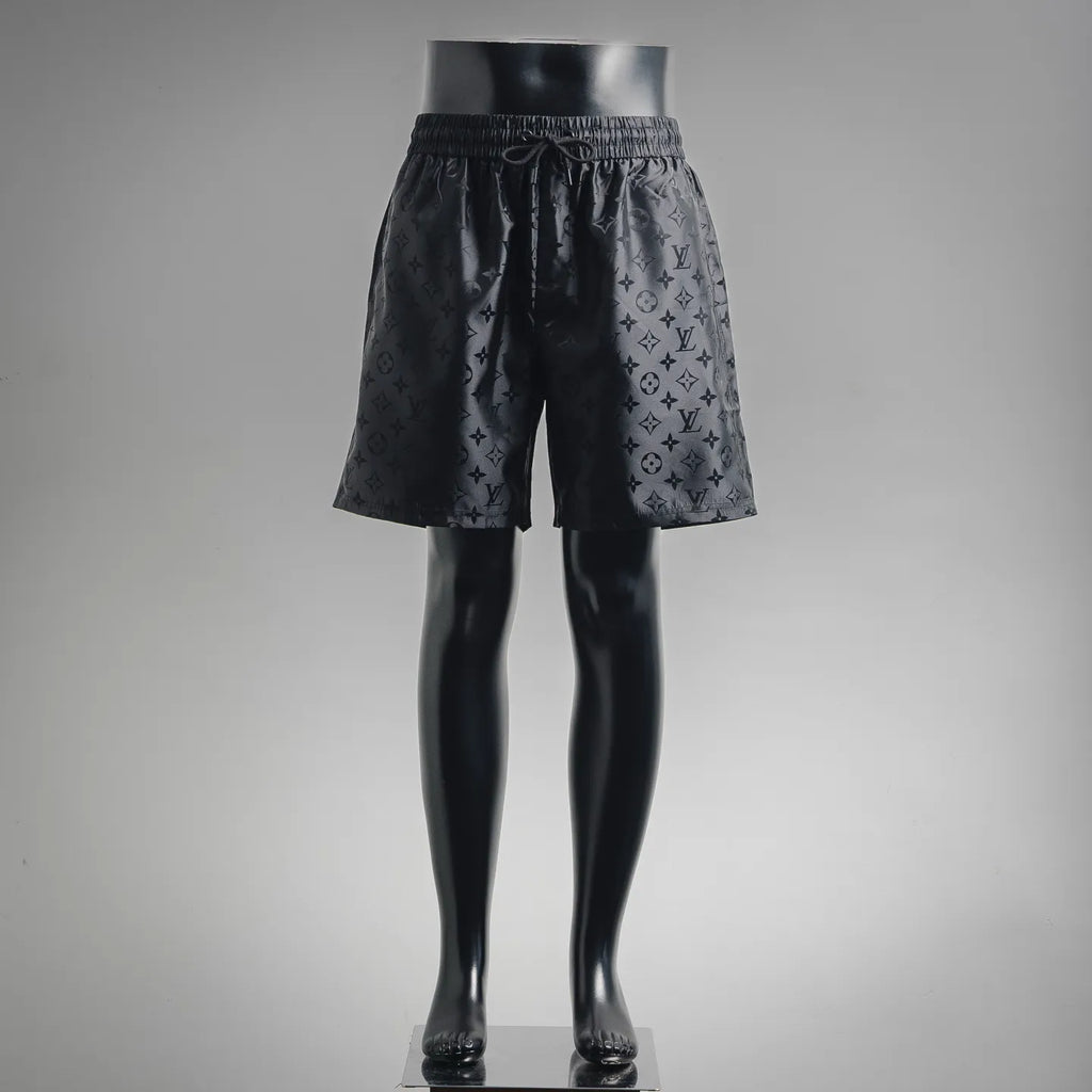 Louis Vuitton monogram shorts with elastic waistband, black allover pattern