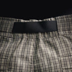 Plaid elastic waistband with black inner panel and gathered front