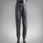LV men's jogger pants with drawstring waist and cuffed ankles, dark gray