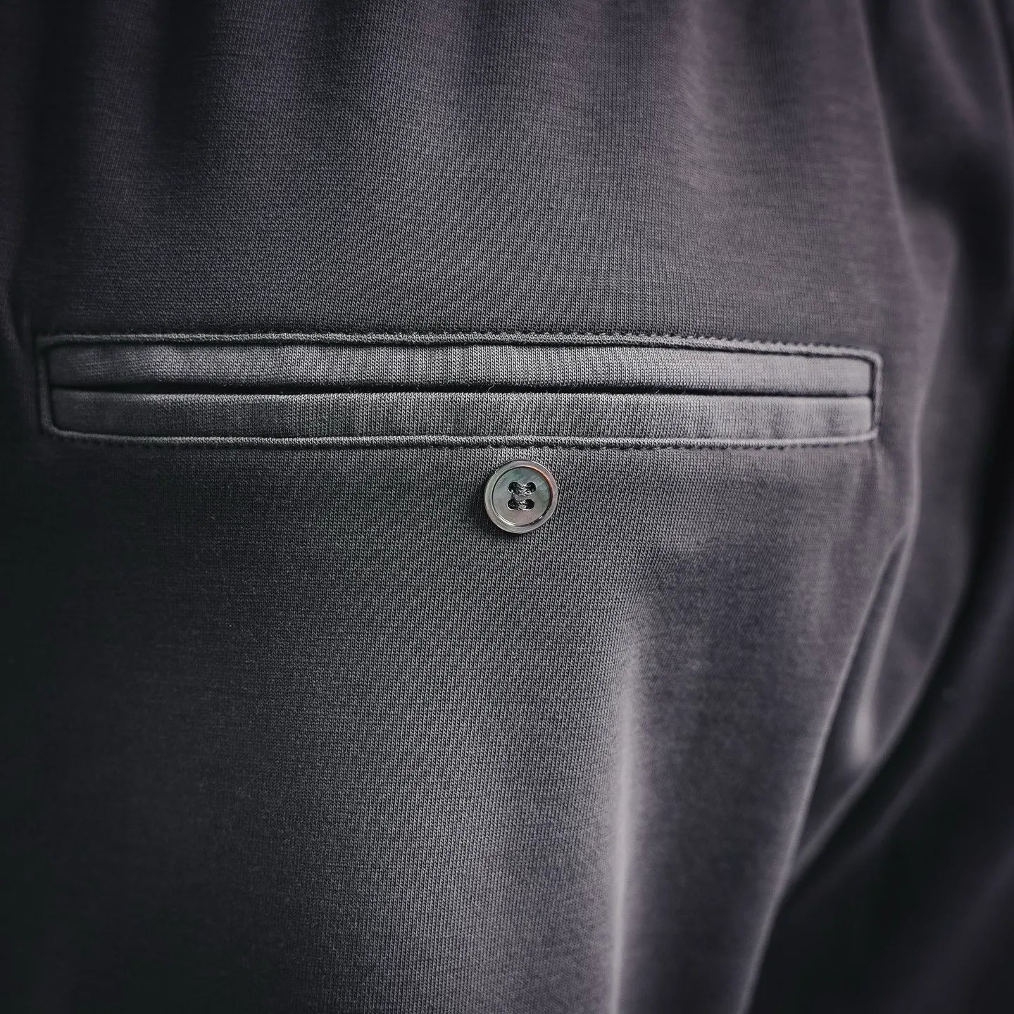 LV men's jogger pants side pocket with button closure, dark gray