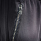 LV men's jogger pants zipper fly detail with metal zipper, dark gray
