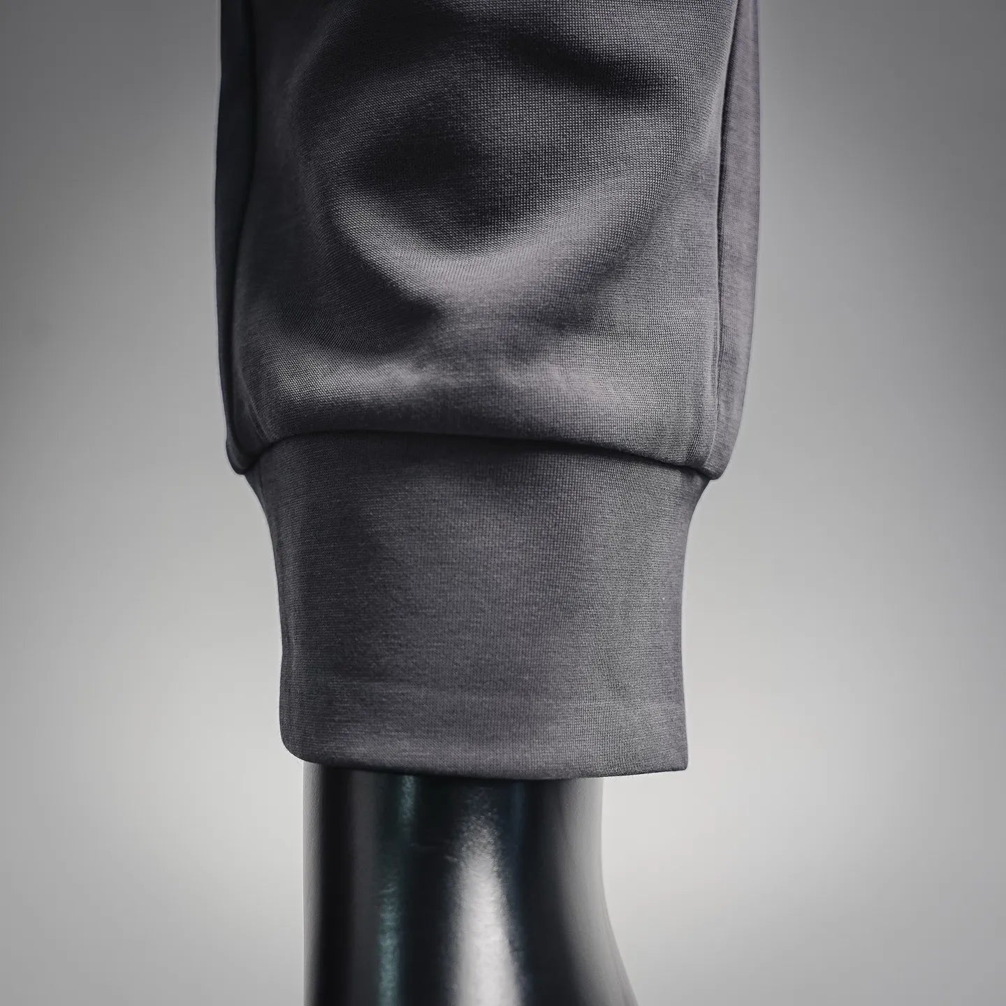 LV men's jogger pants cuffed hem detail, dark gray