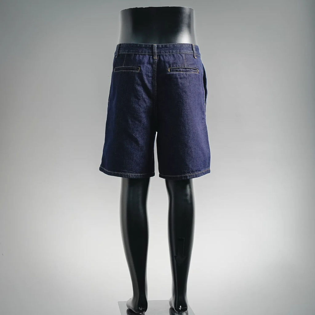 LV dark blue denim shorts with back pockets and belt loops