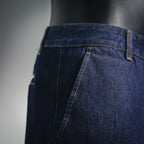 LV dark blue denim shorts back yoke and pocket with yellow contrast stitching