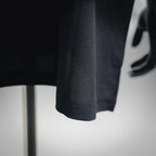 Dark navy polo shirt sleeve close-up showing textured fabric knit