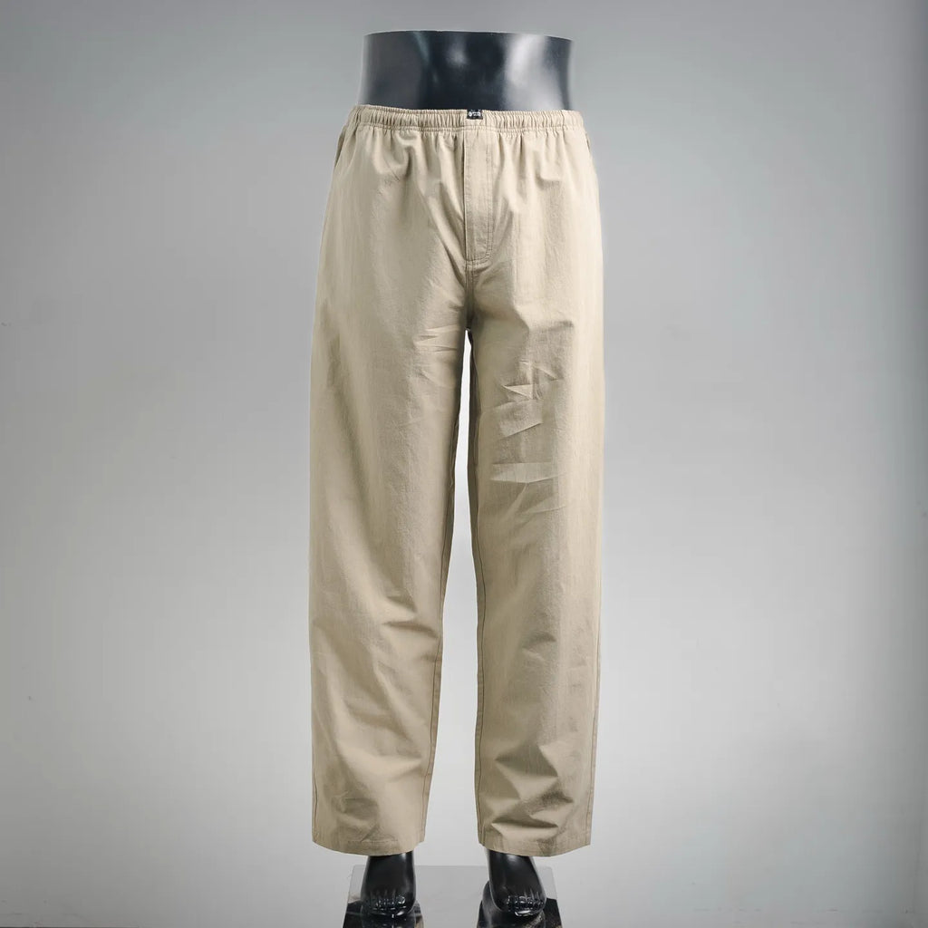 Beige Prada pants with elastic waistband and straight leg, full view