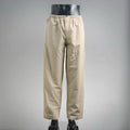 Beige Prada pants with elastic waistband and straight leg, full view