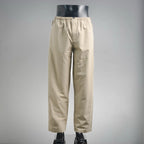 Beige Prada pants with elastic waistband and straight leg, full view