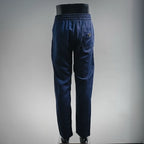 Prada pants, dark blue jogger-style with elastic waist and single back pocket