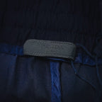 Prada pants inner waistband label with PRADA MILANO text on dark blue