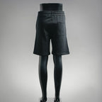 Black knee-length drawstring shorts with back pocket