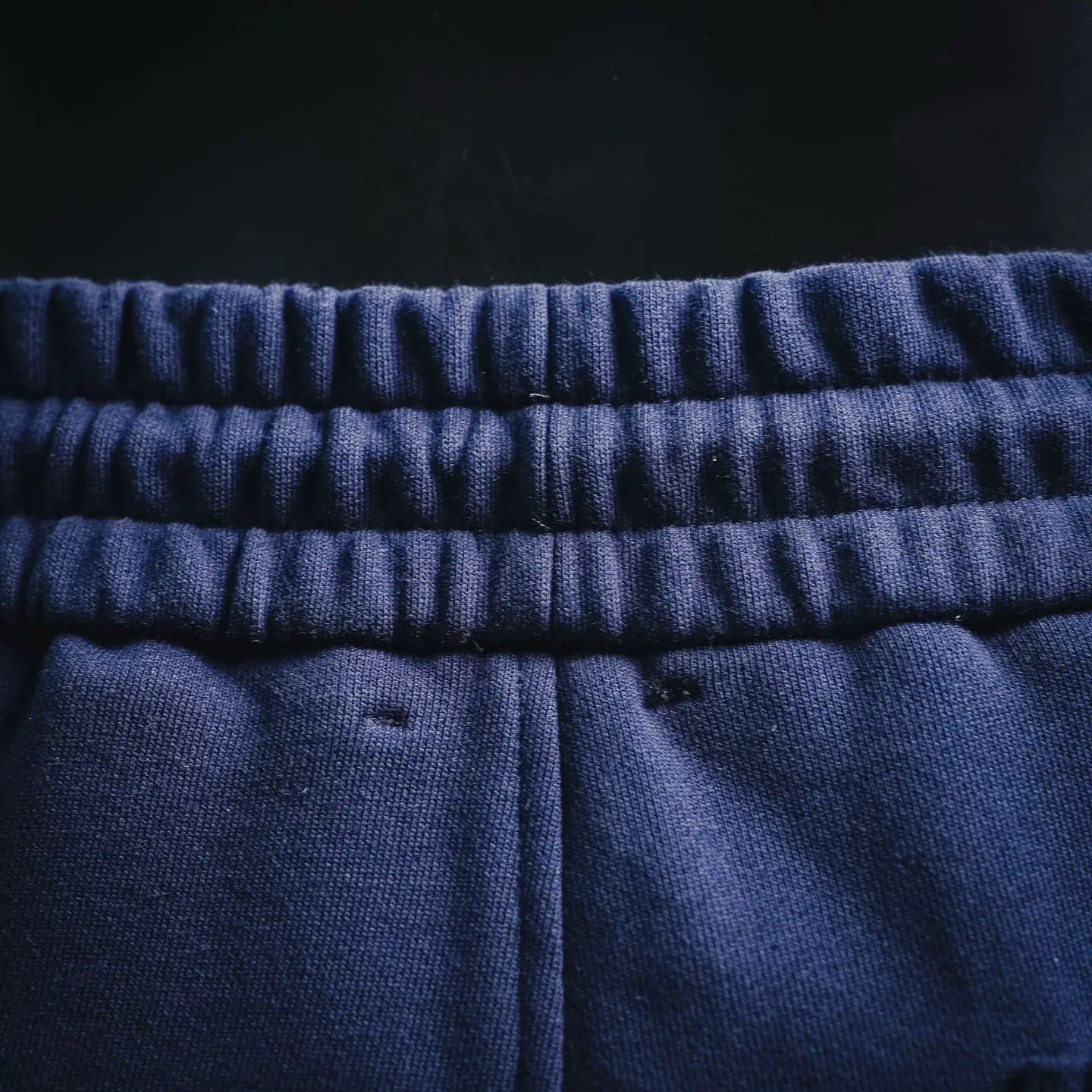 Prada blue elastic waistband with gathered knit texture