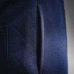 Prada blue drawstring shorts front with vertical seam detail