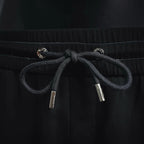 Prada black pants drawstring with metal aglets and stitched cord tips