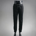 Prada black pants with drawstring waist and tapered cuffed hems