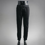 Prada black pants with drawstring waist and tapered cuffed hems